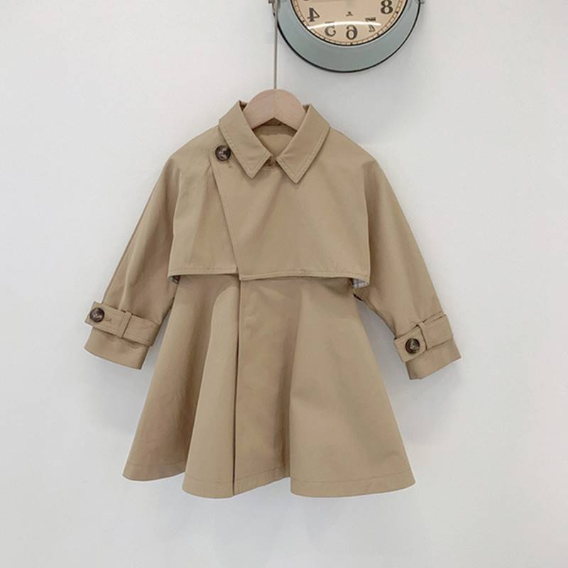 Spring Autumn Girl Clothing Sets Kids Khaki Cardigan Jacket+Dress 2Pcs Children Girls’ Clothes Suits alx