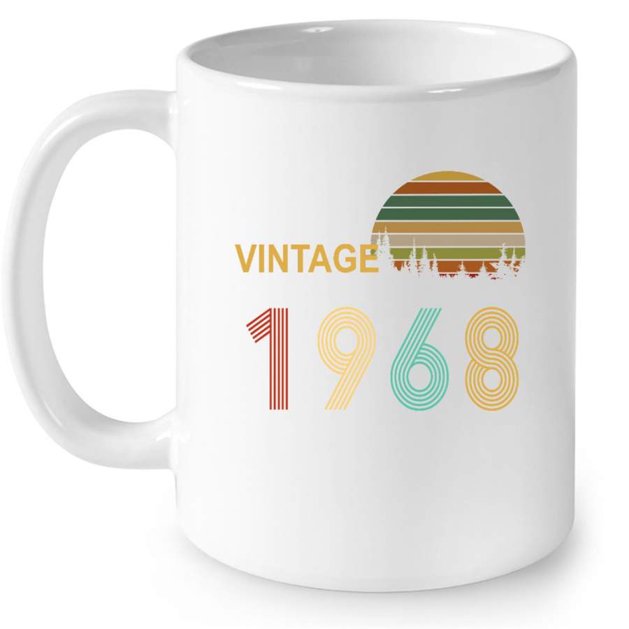 Vintage 1968, Birthday Gift, Retro Classic – Full-Wrap Coffee White Mug