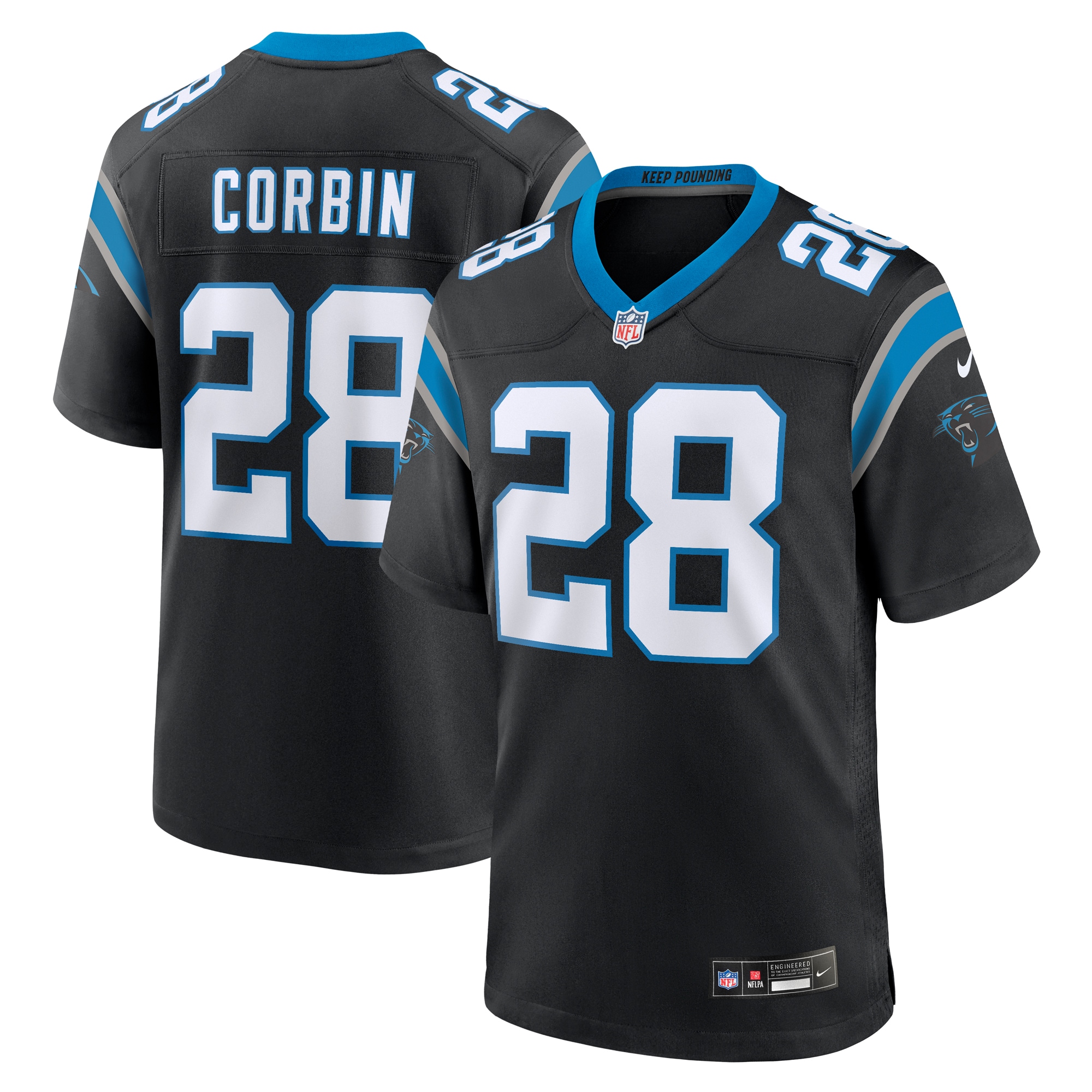 Men’s Carolina Panthers Jashaun Corbin  Black Team Game Jersey