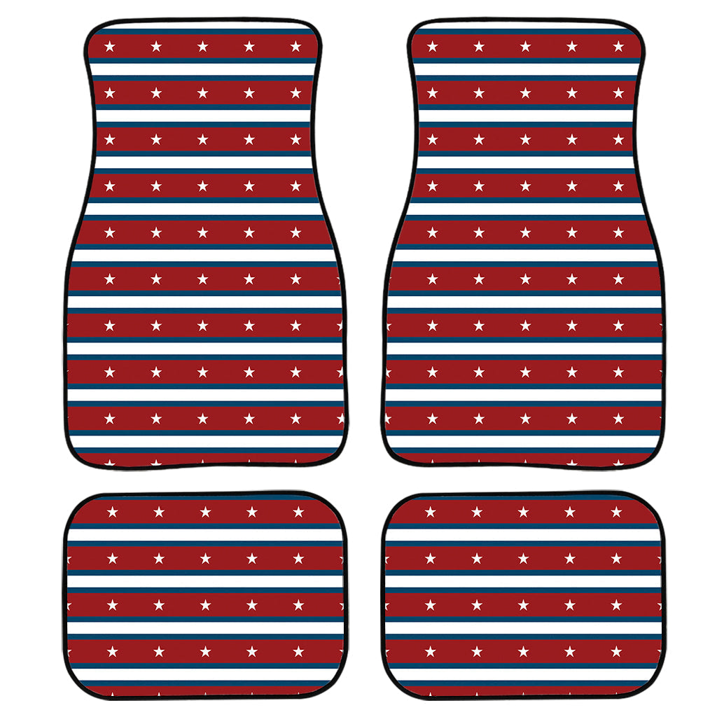 Usa Striped Pattern Print Front And Back Car Floor Mats, Front Car Mat