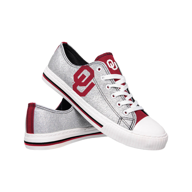 Oklahoma Sooners NCAA Womens Glitter Low Top Canvas Shoes