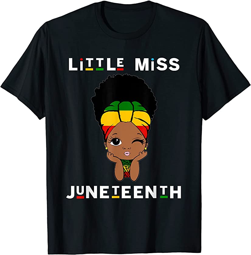 Kids Black Girl Little Miss Juneteenth Toddlers Afro Melanin T-Shirt ...