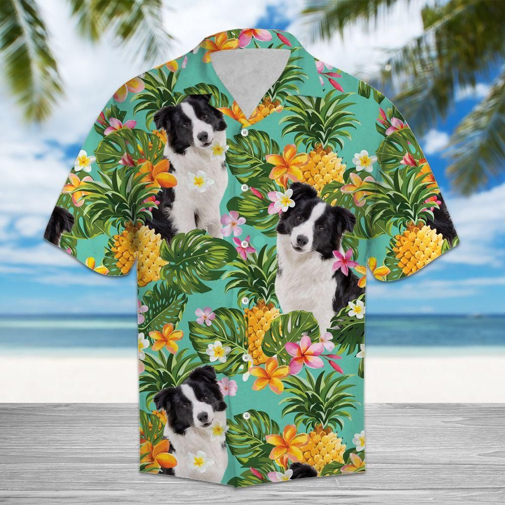 Tropical Pineapple Border Collie Aloha Hawaiian Shirt Colorful Short Sleeve Summer Beach Casual Shirt For Men And Women