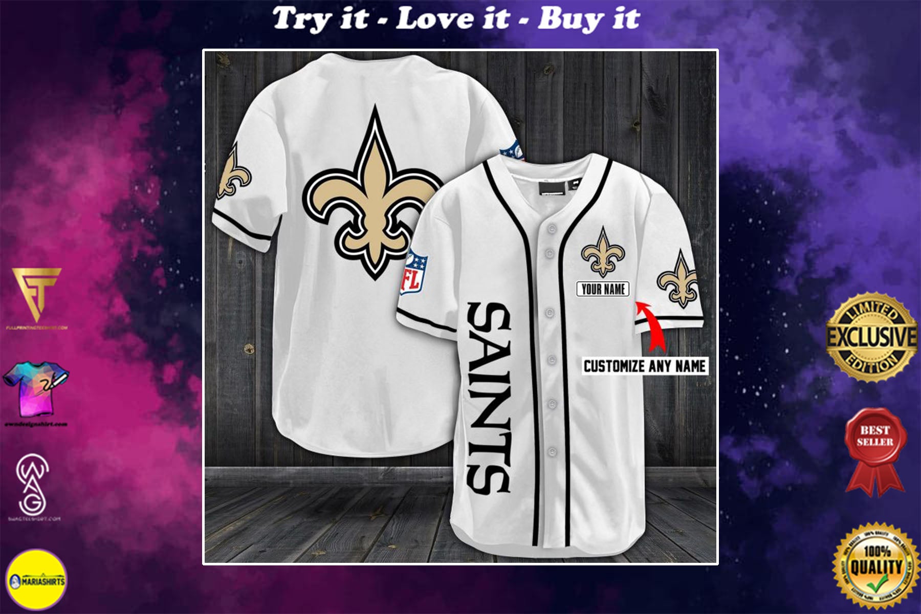 Personalized Name Jersey New Orleans Saints Full Printing Shirt – Maria