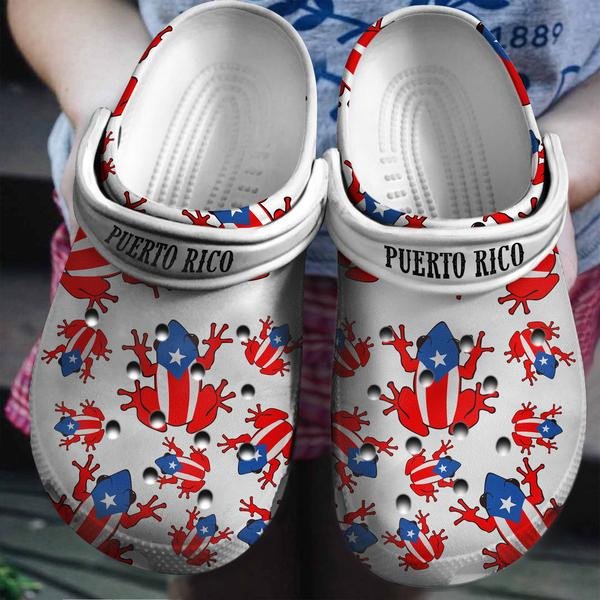 Puerto Rico Symbol Gift For Fan Classic Water Rubber Crocs Crocband Clogs, Comfy Footwear