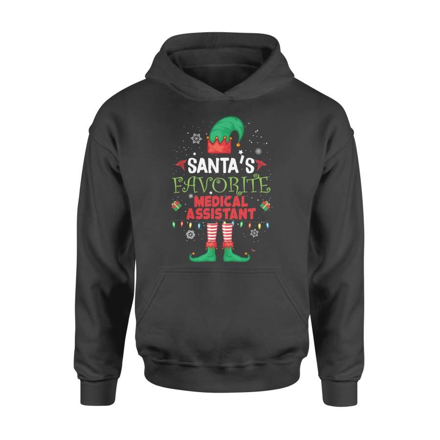 Dngfashion ‘s Santa’s Favorite Medical Assistant – Medical Assistant Shirt – Christmas Tree – Medical Assistant Elf Shirt (1) – Standard Hoodie