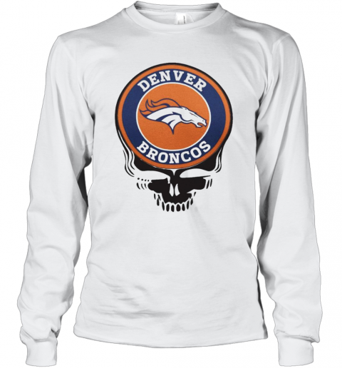 Denver Broncos Football Skull Long Sleeve T-Shirt