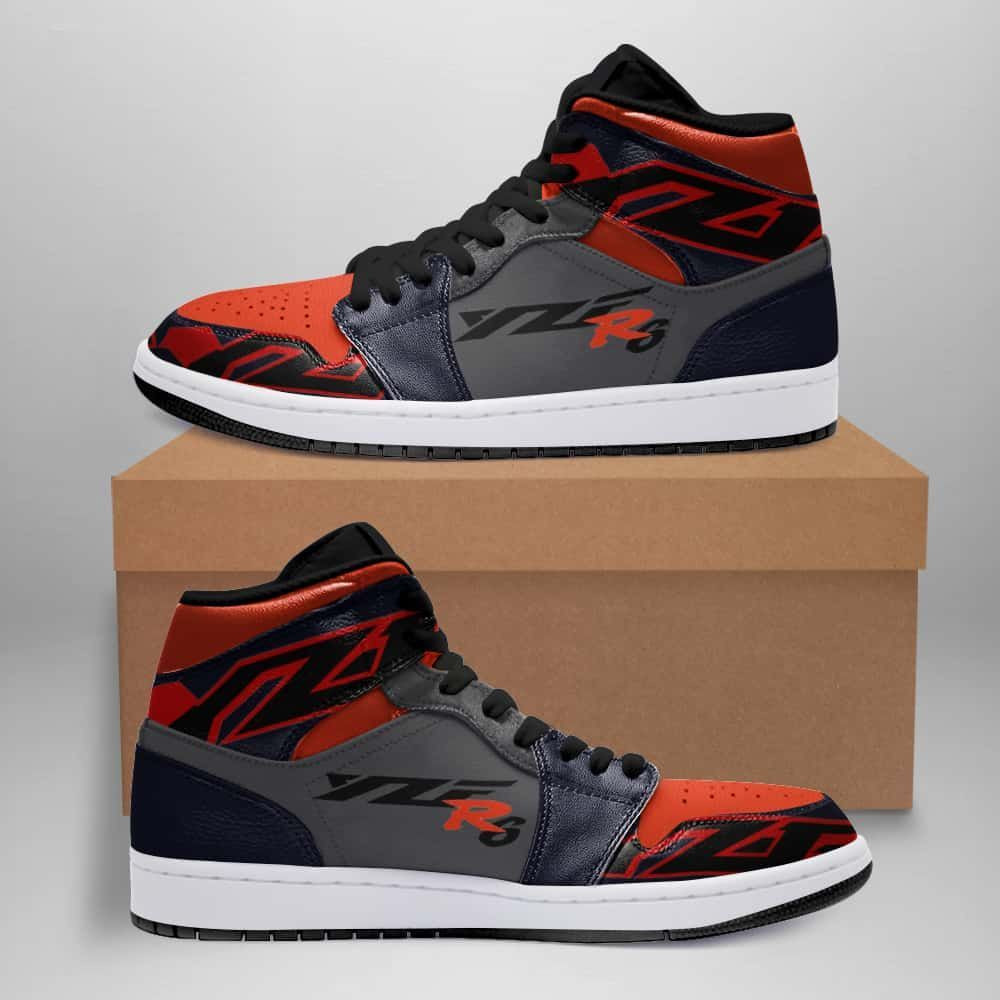 Yamaha Yzf Orange And Grey Design Air Jordan 1 High Printing Shoes Sneaker