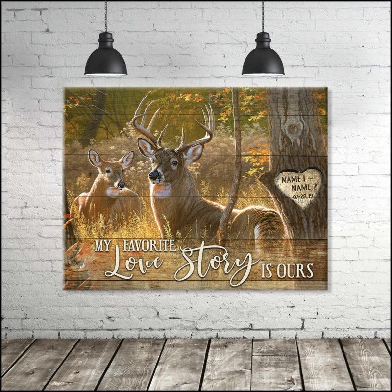 Personalized Romantic Buck And Doe Canvas And Poster, Wall Decor, Canvas Instructure Wall Art – Gift For Couple Canvas And Poster, Wall Decor, Canvas Instructure – Gift For Him – Gift For Her