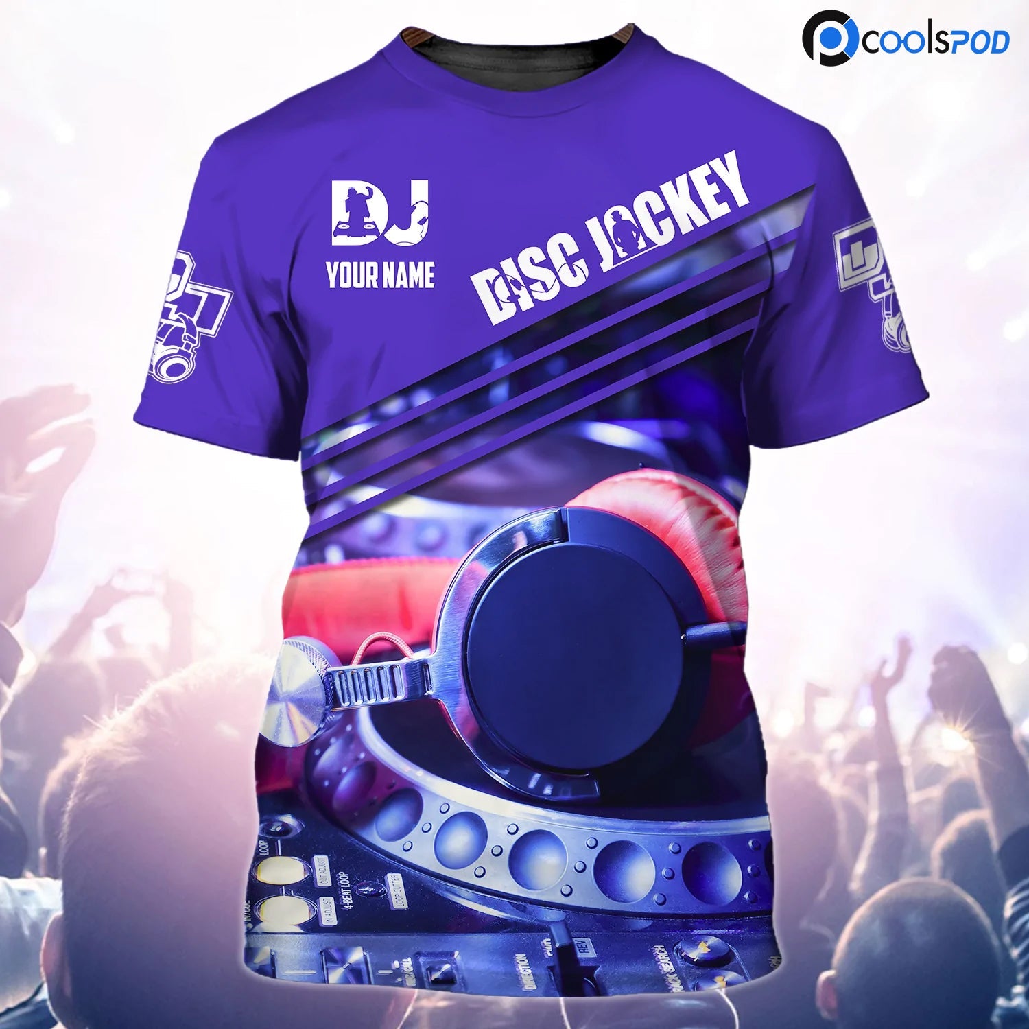 Personalized 3D All Over Print Purple Shirt Dj Design, Best Gift For Dj Son, Di Men Gift, Dj Shirt