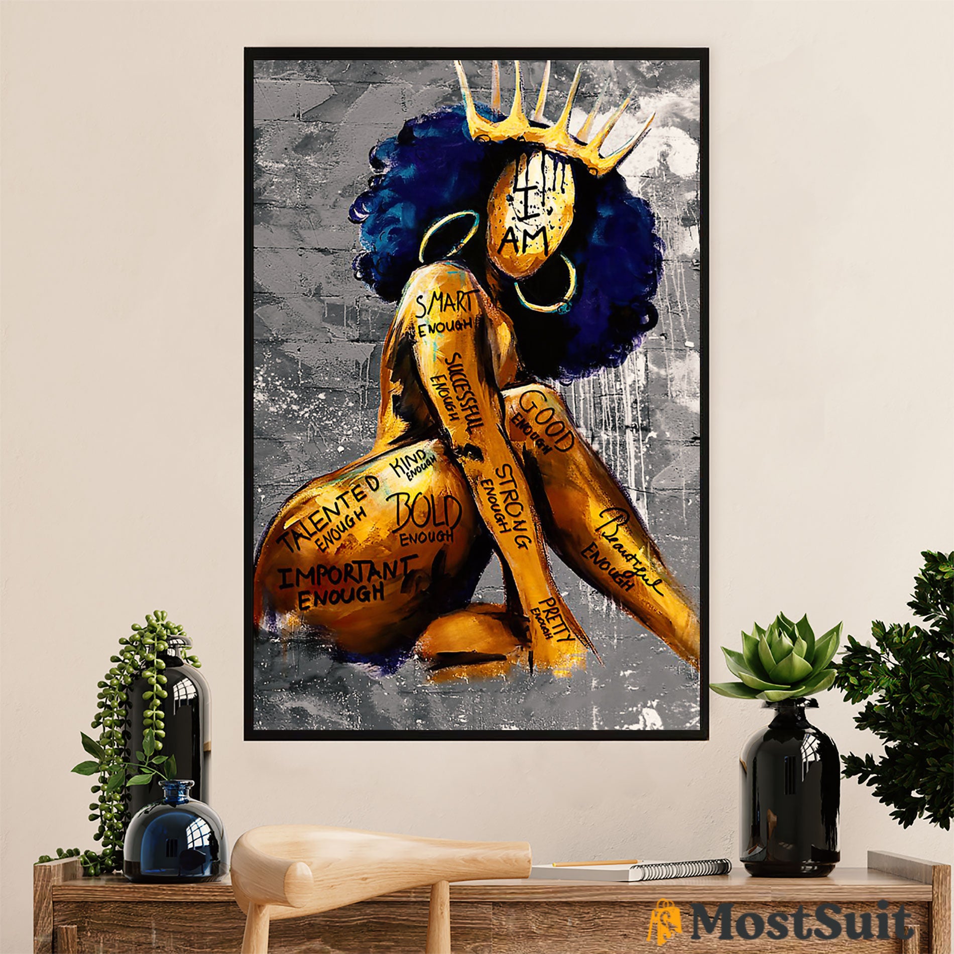 African American Afro Poster | Gift For Black Girl | Juneteenth Day Room Wall Art – I Am Bold Enough