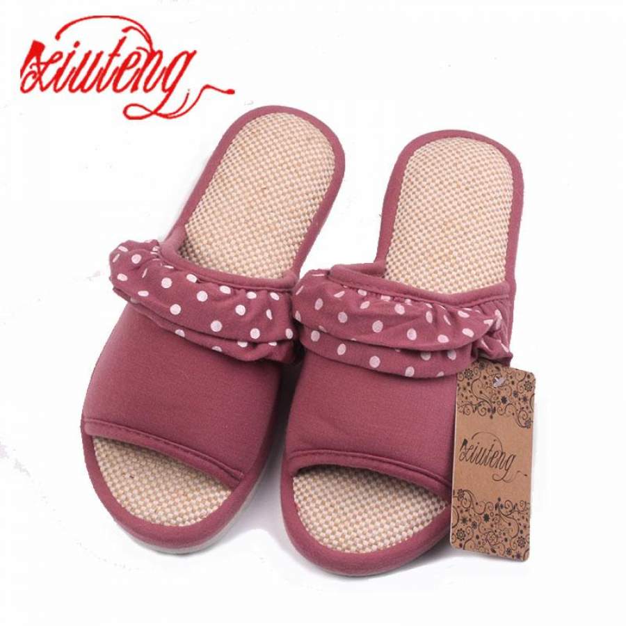 Xiuteng Women Summer Sandals Hemp Soft Slippers Lace decoration Casual Shoes Female Fashion Home Candy colors Star Flip Flops