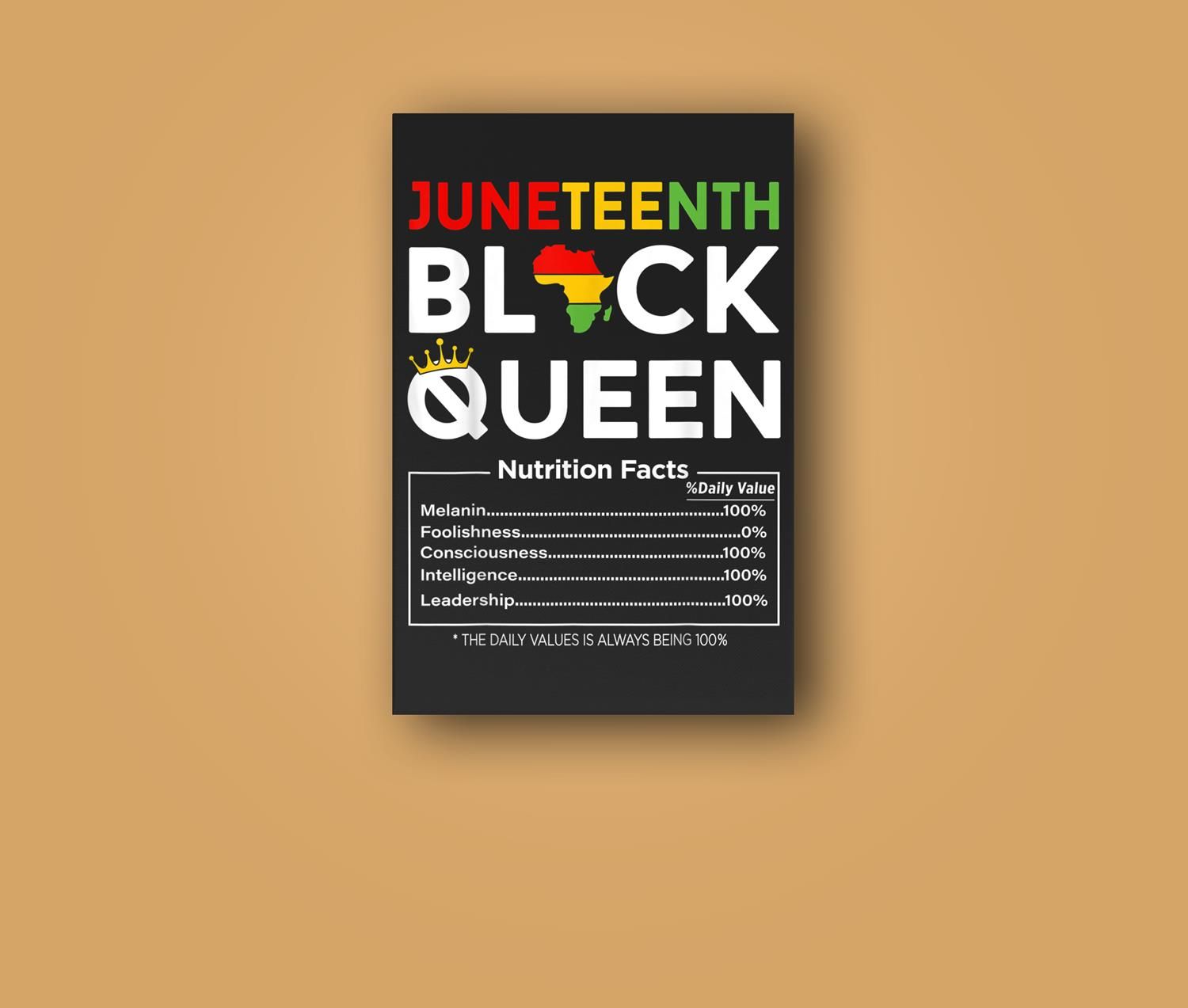 Juneteenth Womens Black Queen Nutritional Facts 4Th Of July Wall Art Canvas