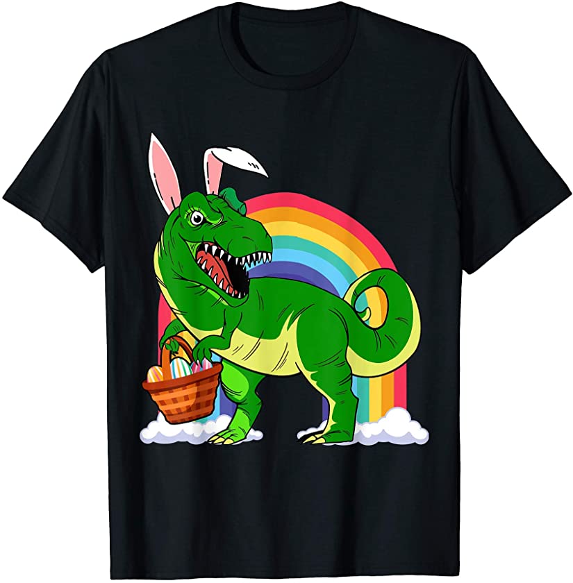 Trex Bunny Ears Easter Day Egg Basket Boys Girls Kids T-Shirt