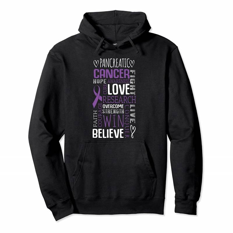 Word Cloud Pancreas Cancer Awareness Ribbon Gifts Pullover Hoodie