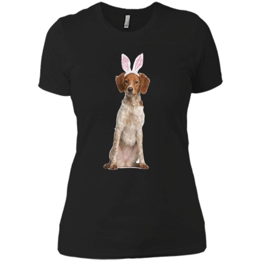 Brittany Wearing Easter Bunny Ears Dog T-Shirt Next Level Ladies Boyfriend Tee