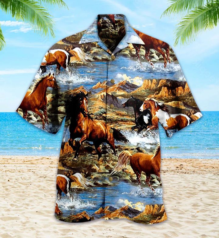 Running Horse Brown Hawaii Shirt Ha99898