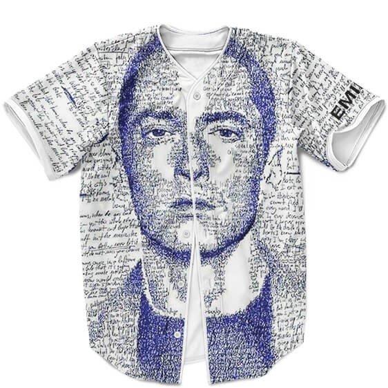 Eminem Merch Eminem Scribbled Typography Portrait Art Baseball Shirt