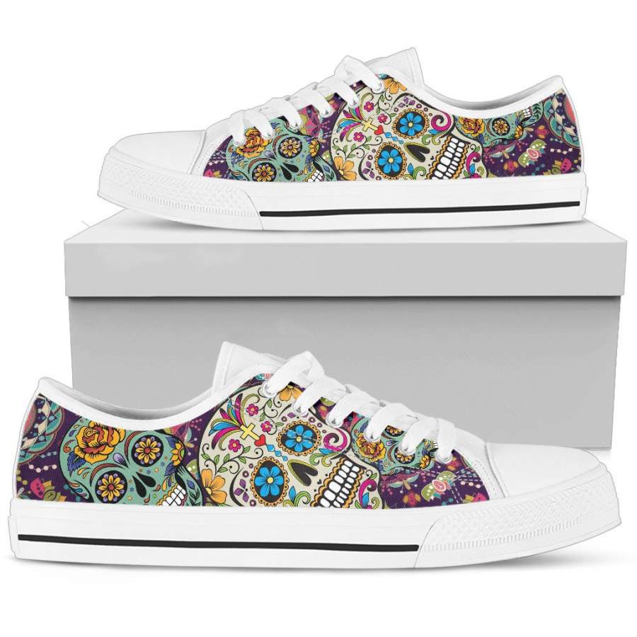 test  of Mexican Sugar Skull Low Top Canvas Shoes 002