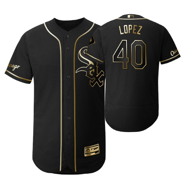 Chicago White Sox #40 Reynaldo Lopez MLB 2019 Golden Brandedition Black Jersey Gift For White Sox Fans