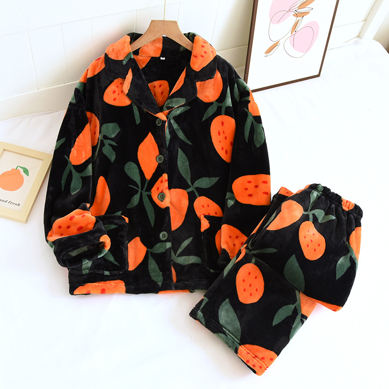 Thick Warm Women Pajamas Winter Flannel Sleepwear Set Fashion Print Homewear Plus Size Female Loungewear Coral Velvet Nightwear alx