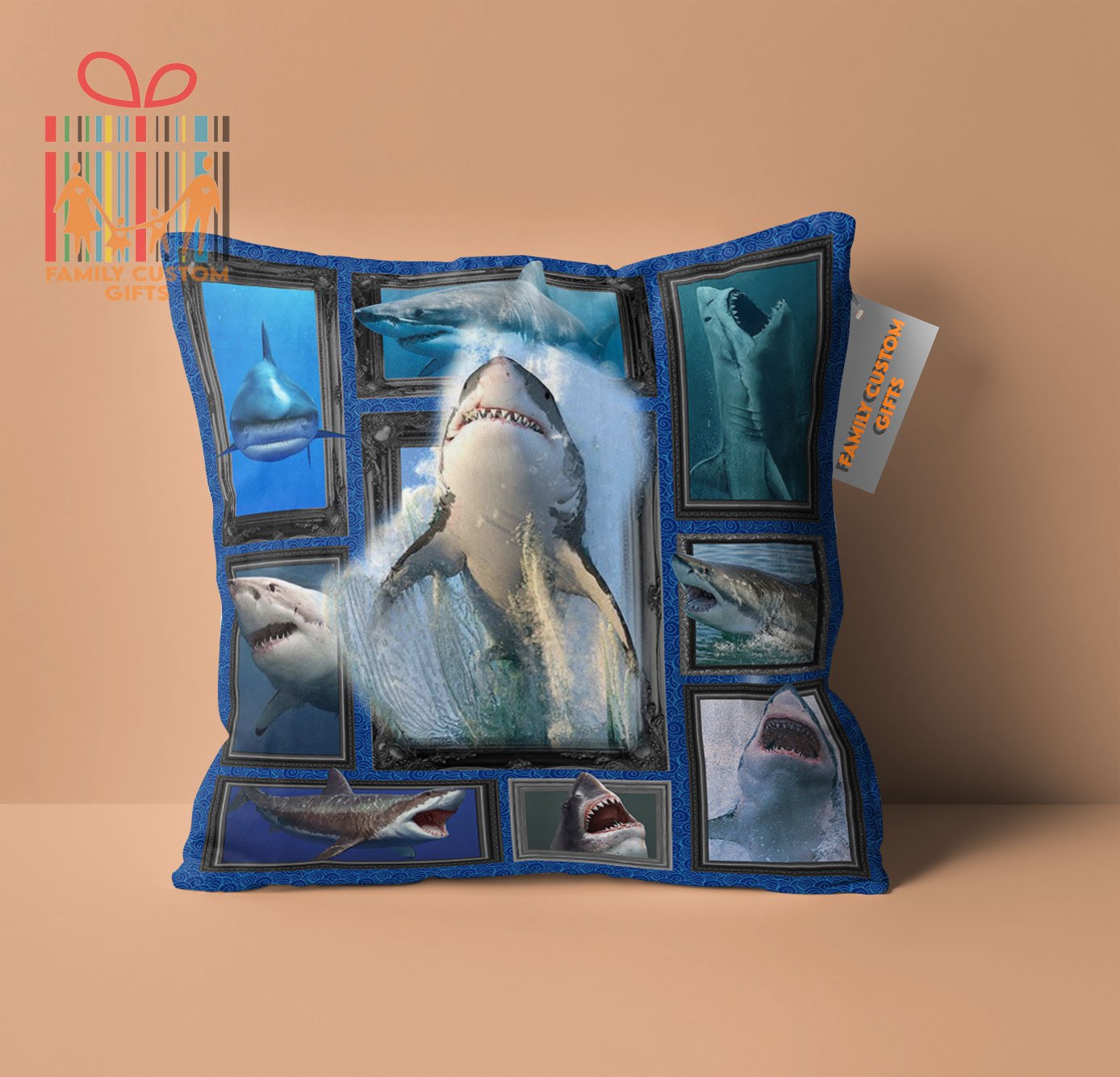 Customized Pillow 3D Shark Fish Pillow – Gift for Boys Girls – Canvas Pillow