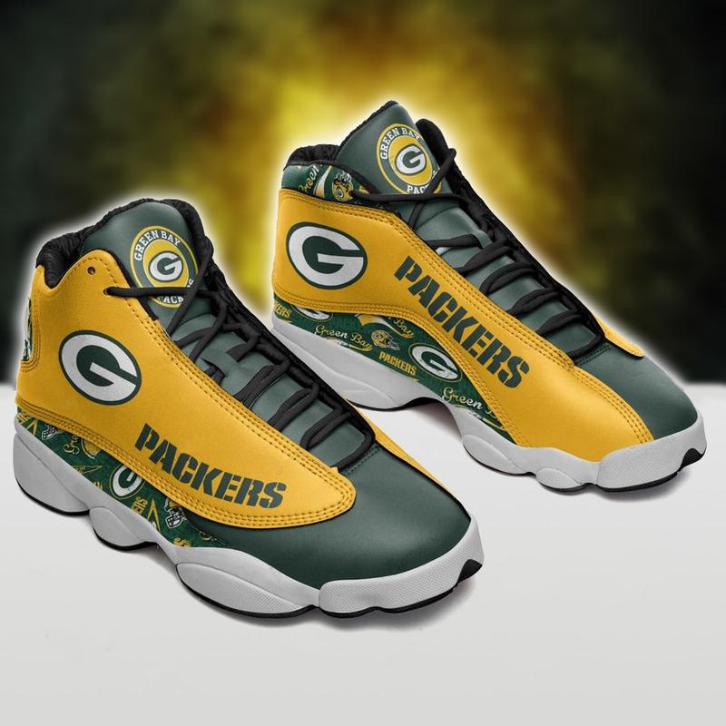 Green Bay Packers Football Team Form Air Jordan 13 Sneakers -Lan1