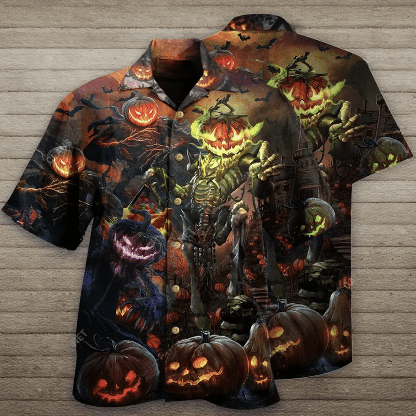 Halloween Scary Evil Pumkins Skeleton Grim Reaper Hawaii Aloha Shirts Dh Ha49915