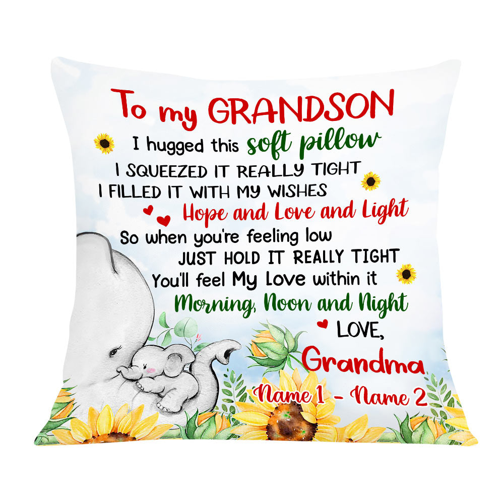 Personalized Grandson Son Granddaughter Daughter Elephant Pillow Jr273 30O36