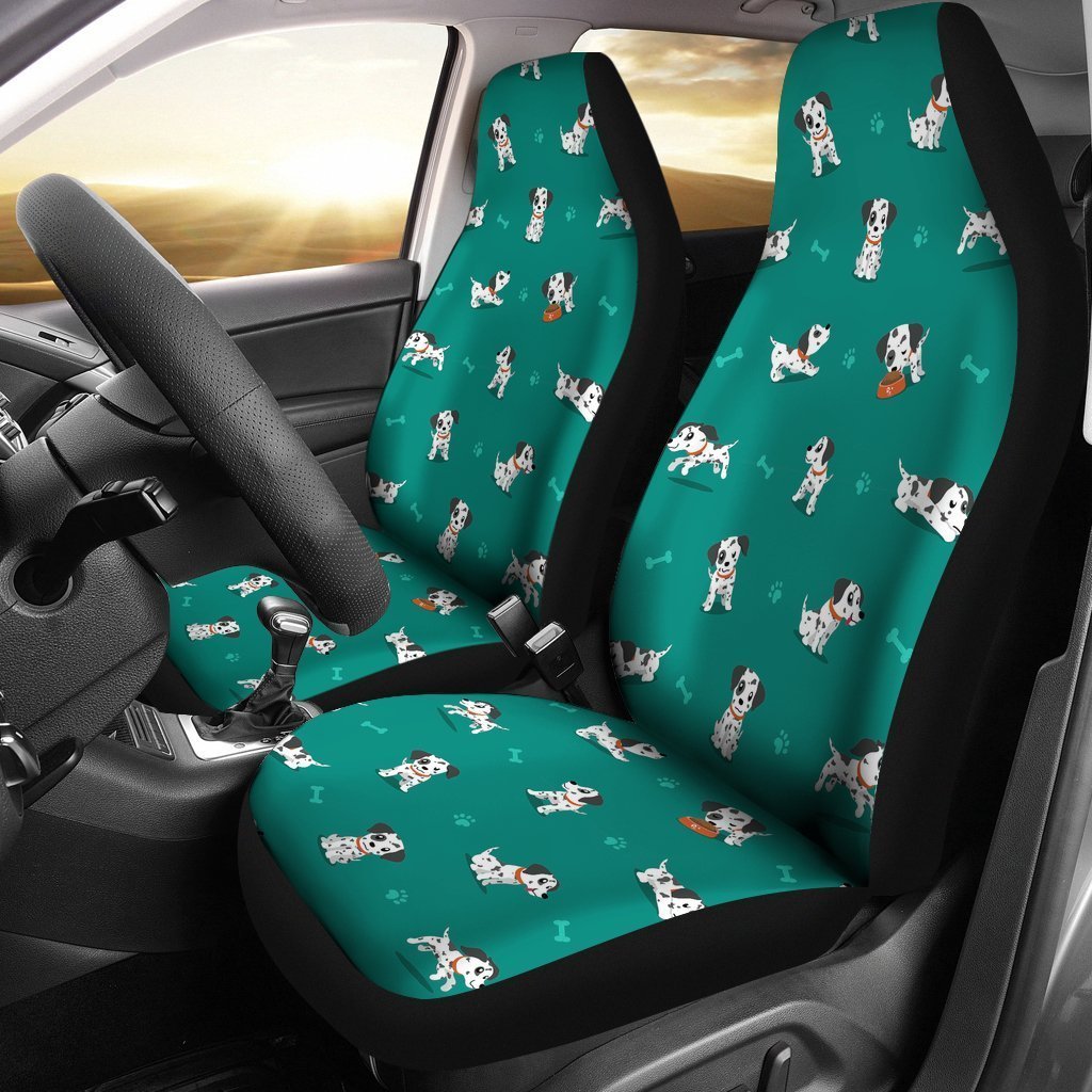 Dog Dalmatian Puppy Pattern Print Seat Cover Car Seat Covers Set 2 Pc, Car Accessories Car Mats