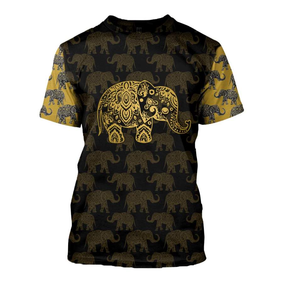 HIPPIE YELLOW ELEPHANT 3D FULL OVER PRINTED CLOTHES