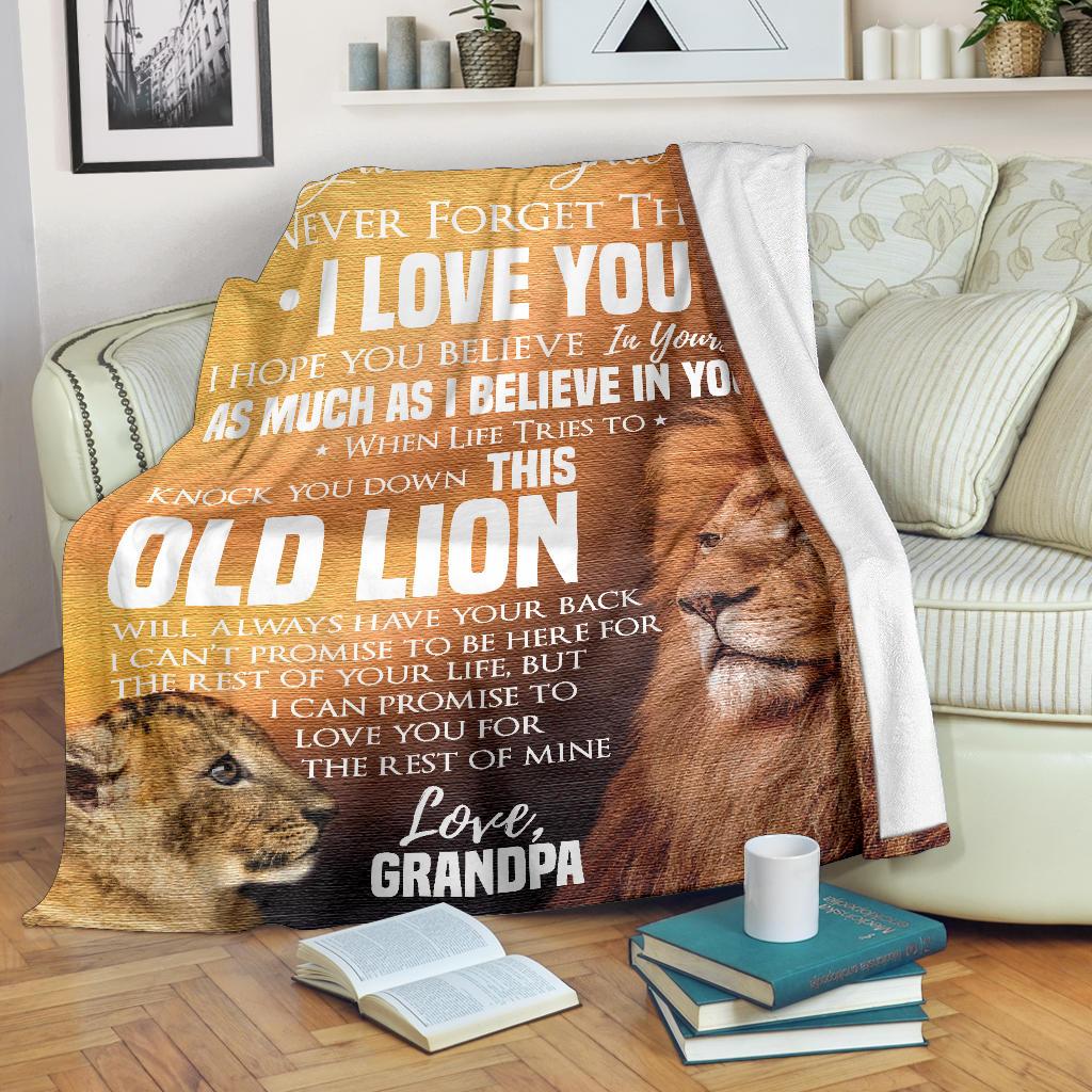 This Old Lion Will Always Have Your Back Love Grandpa To Granddaughter Premium Blanket