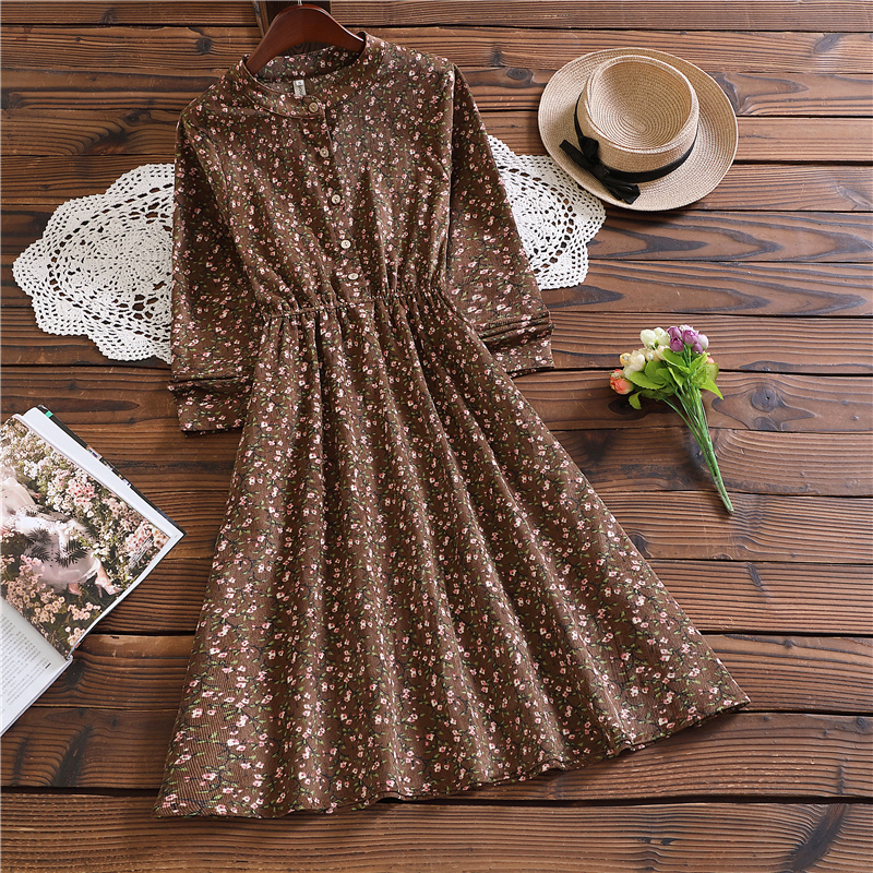 Spring autumn fashion mori girl vestidos japan style long sleeve women elegant floral dress alx