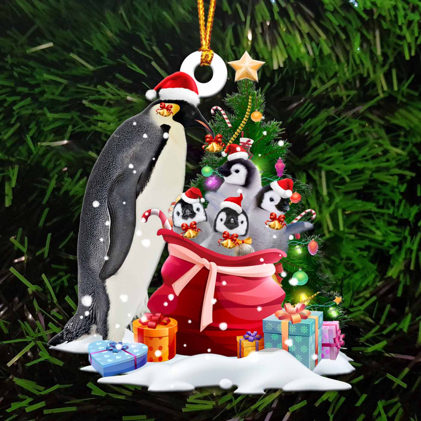 Penguin And Gift Bags Gift For Her Gift For Him Gift For Penguin Lover Ornament