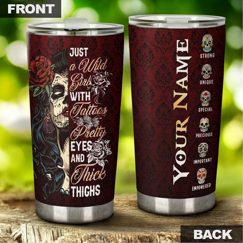 Skull Wild Girl Tattoos Personalized Fancy Unique Tumbler-Skull Tumbler-Skull Birthday Gift Christmas Gift For Her For Him