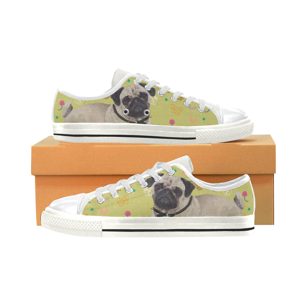 Pug White Women’s Classic Canvas Shoes