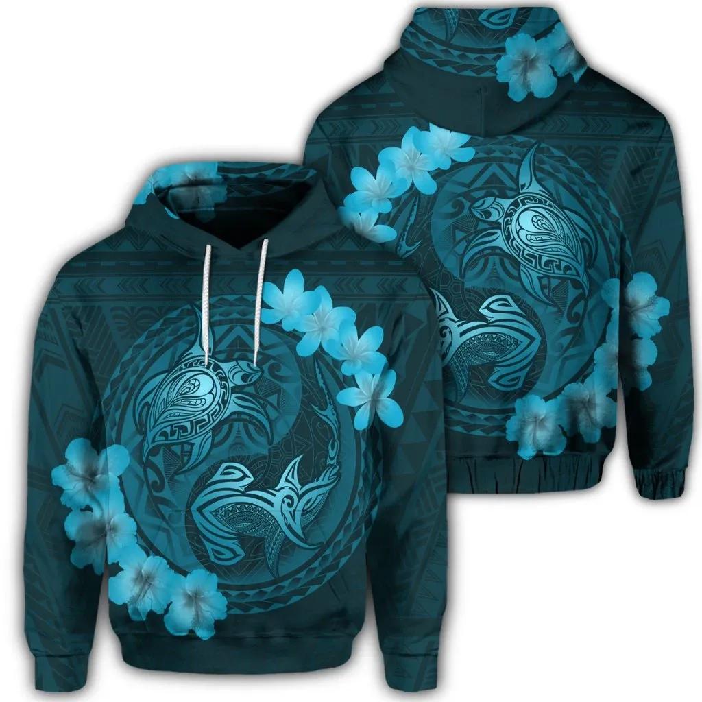 Alohawaii Hoodie – Hawaiian Yin Yang Turtle Shark Hibiscus Plumeria Hoodie – Pastel – Ah – J4R