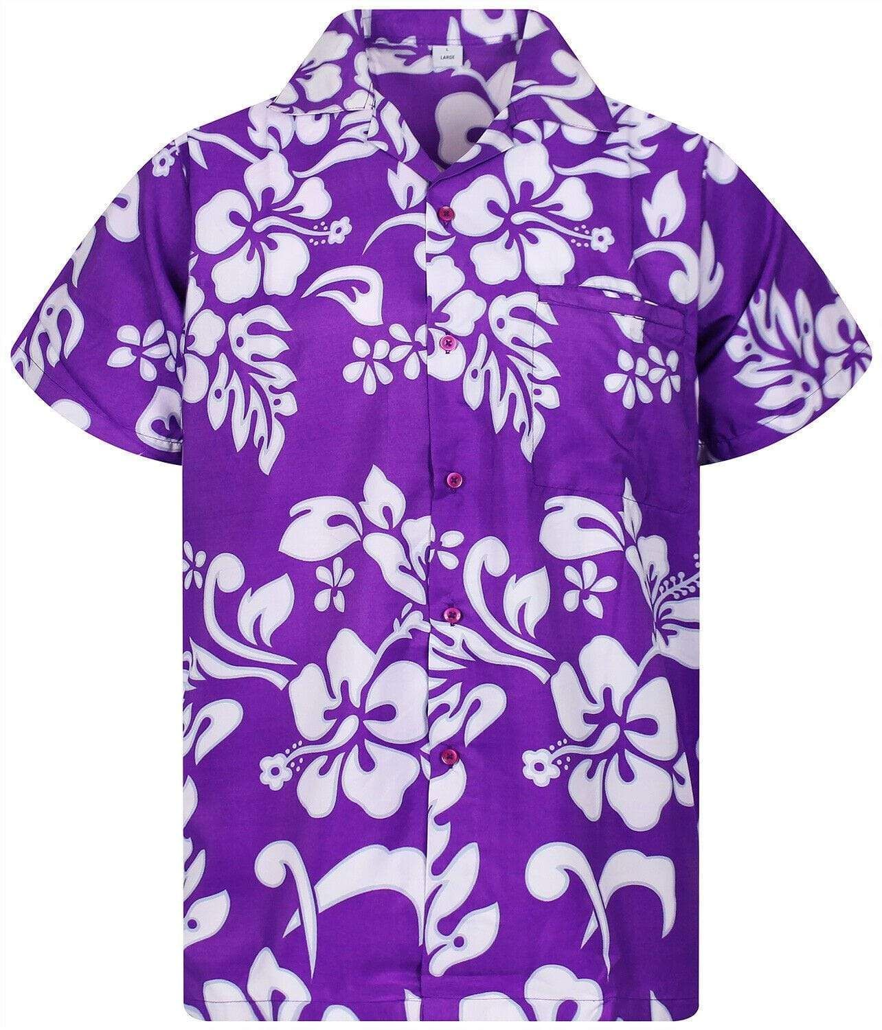 Get Here Flower White Background Purple Funky Hawaii Aloha Shirts Ha6743