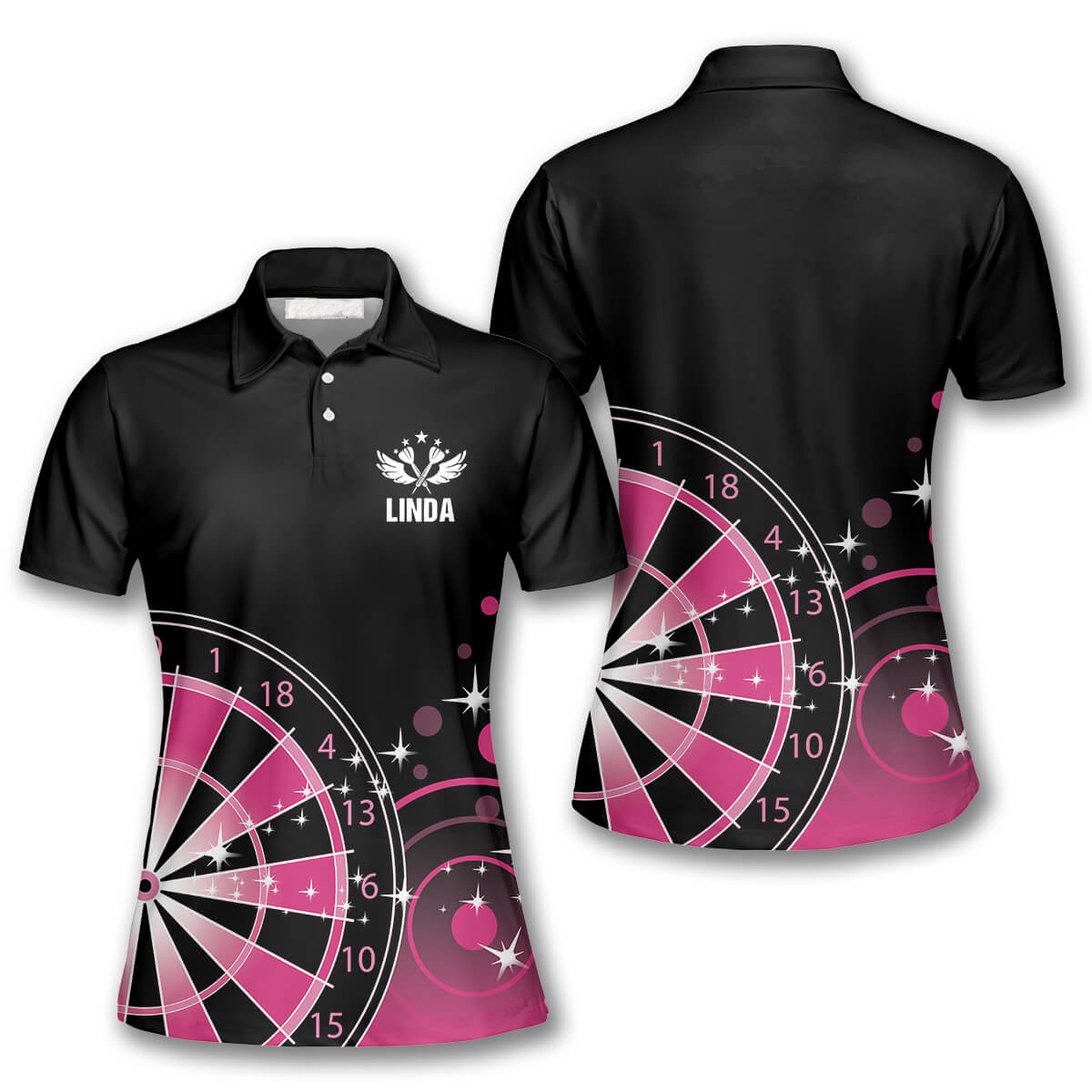 Darts Wings Black Pink Custom Darts Shirts For Women