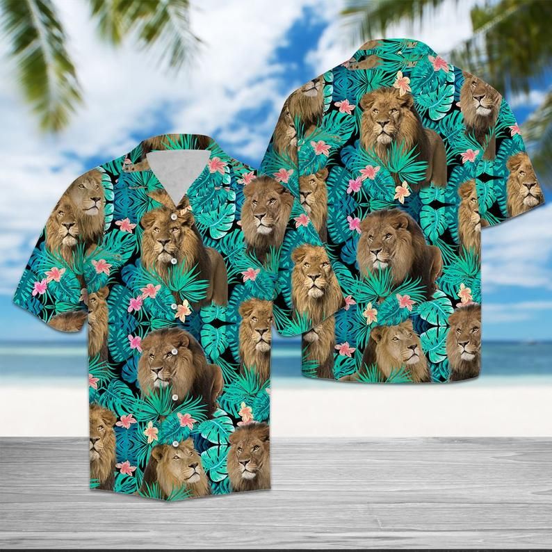 Lion Green Brown Nice Design Hawaii Shirt Ha93030