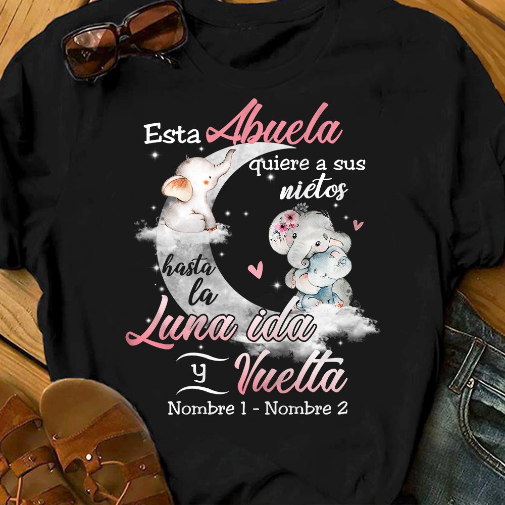 Personalized Elephant Mom Grandma Spanish Mamá Abuela T Shirt AP263 95O34