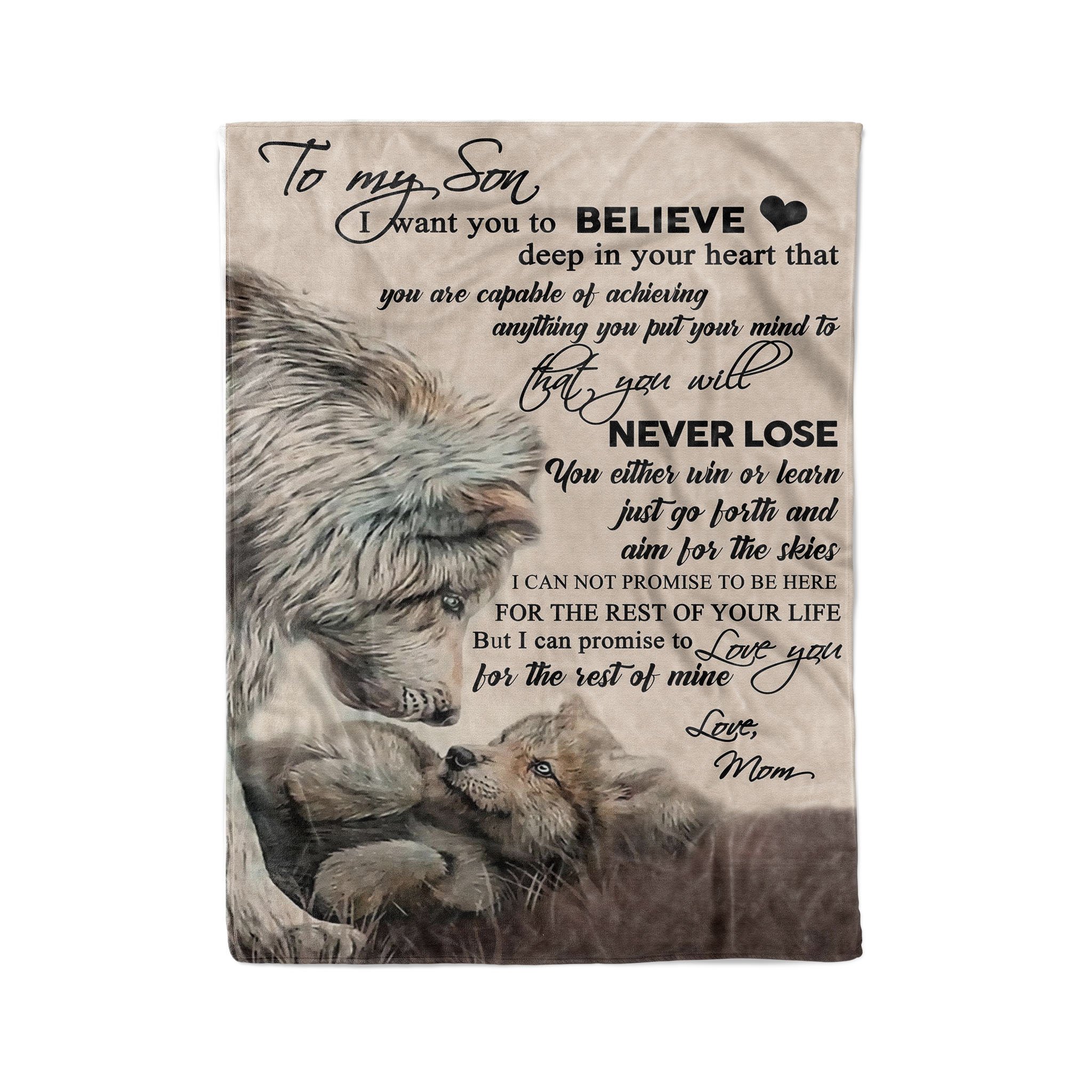 Fleece Lion  Blanket mom to son never lose