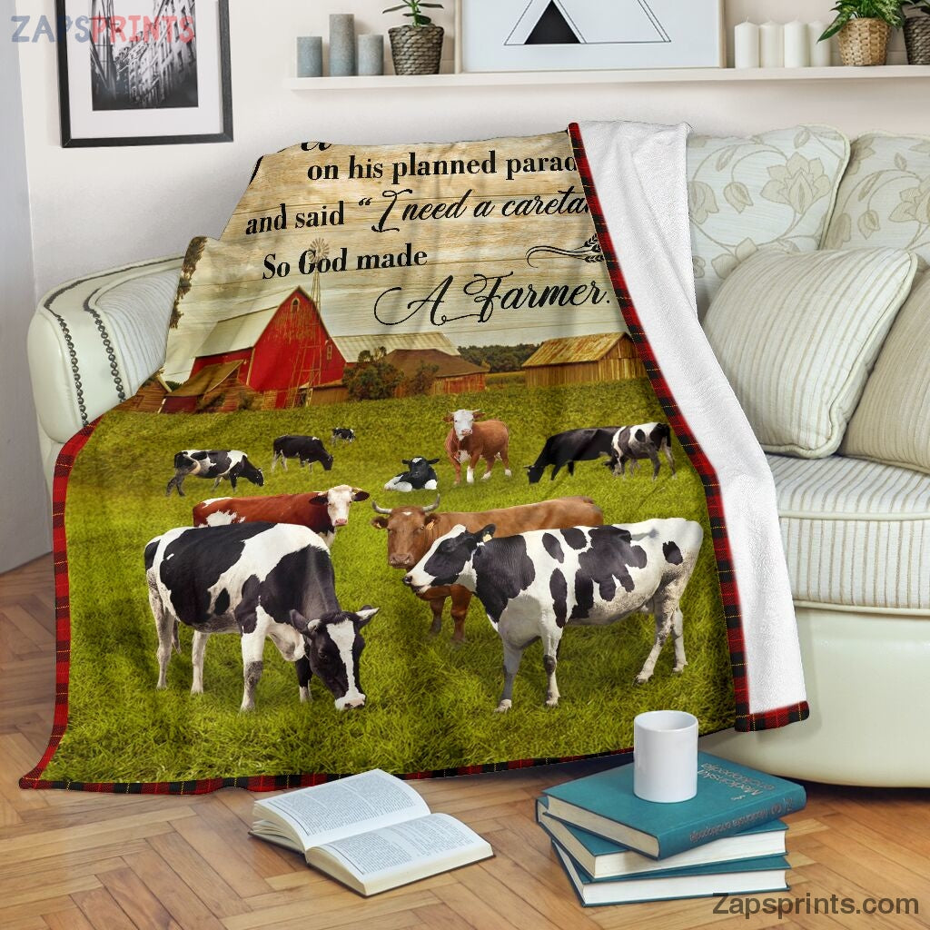 So God Made A Farmer Cow Blanket – Cool Gift Ideas