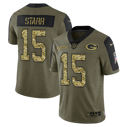 Men’S Green Bay Packers Bart Starr Nike Camo 2021 Salute To Service Limited Player Jersey