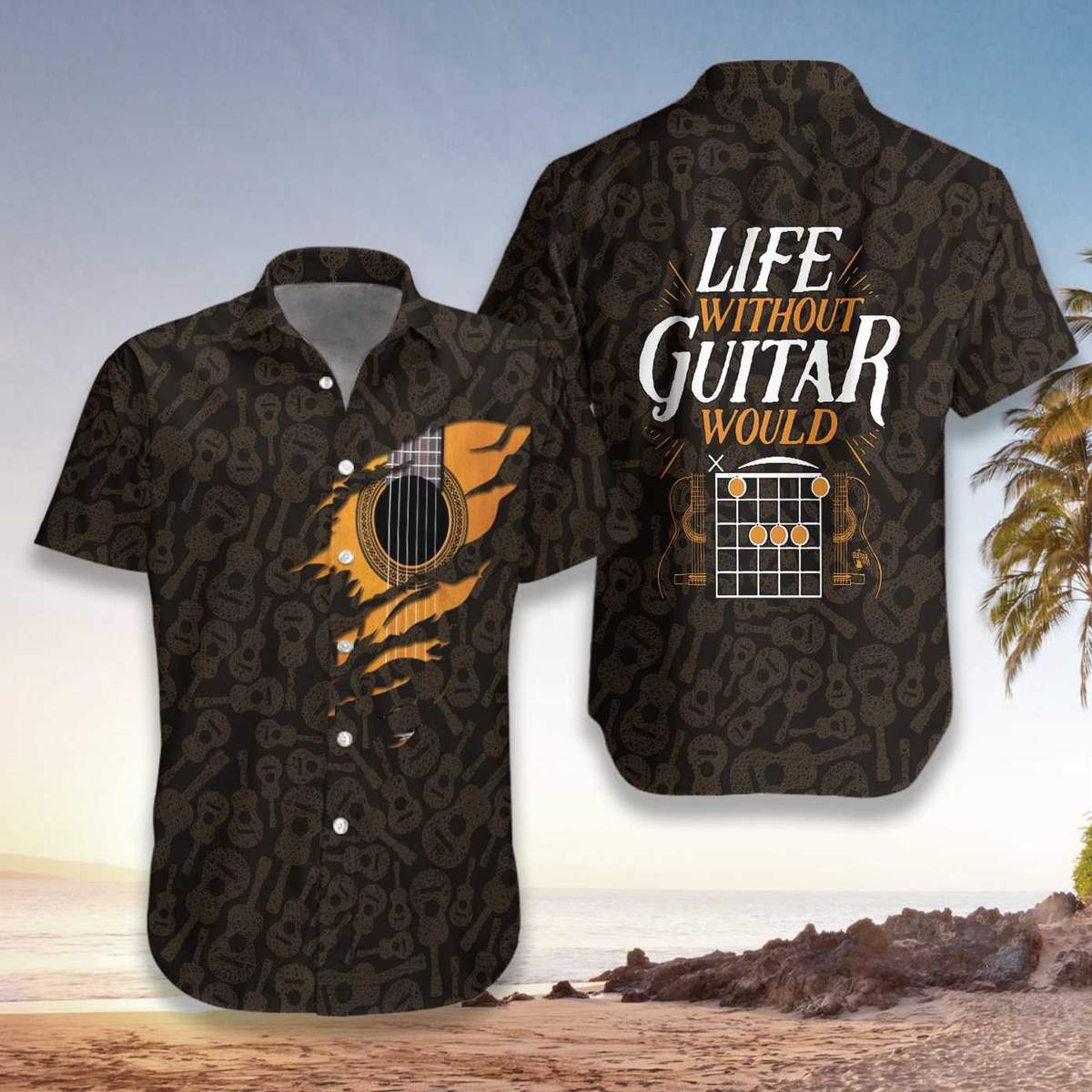 Life Without Guitar Would Be Flat Hawaii Shirt For Men And Women Ha39106