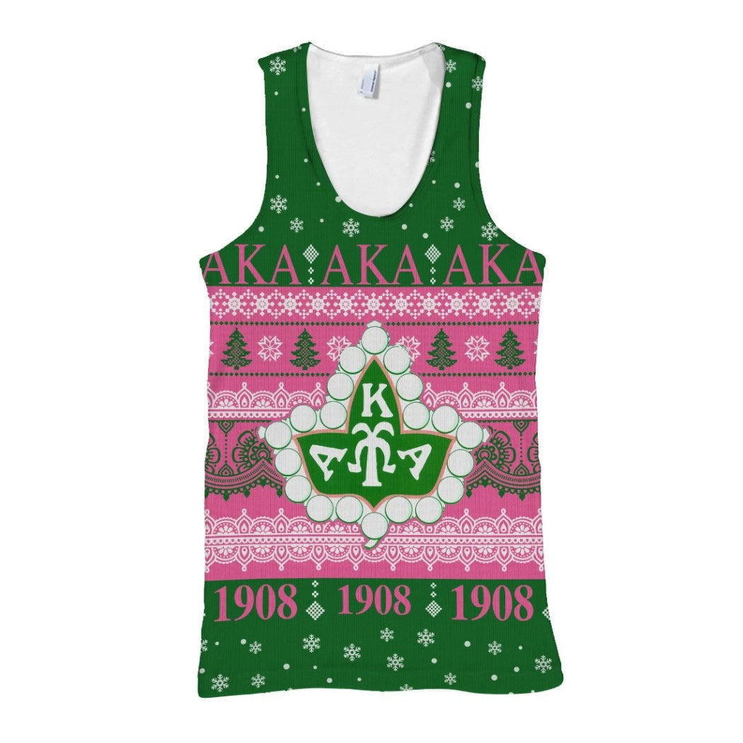 Wonderprint Tank Top Alpha Kappa Alpha Ivy Leaf Christmas Racerback Tank