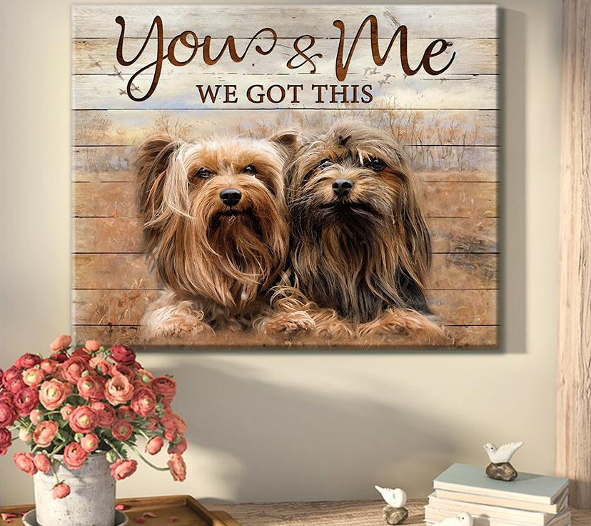 You & Me We Got This, Yorkshire Terrier Dog Couple Landscape Poster & Canvas Gift For Couple For Valentine’S Day Home Decor Wall Art Visual Art