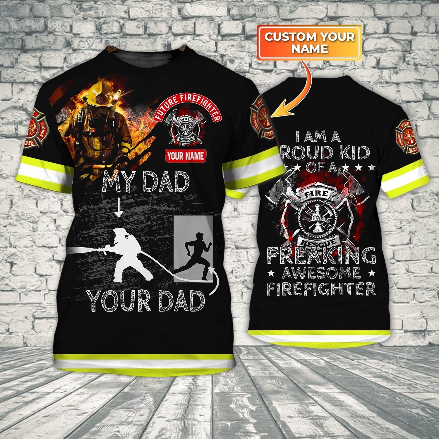 Custom Name 3D Full Printed Fire Man Dad Shirt, Father Day Gifts To Firefighter, Firefighter Dad Gifts