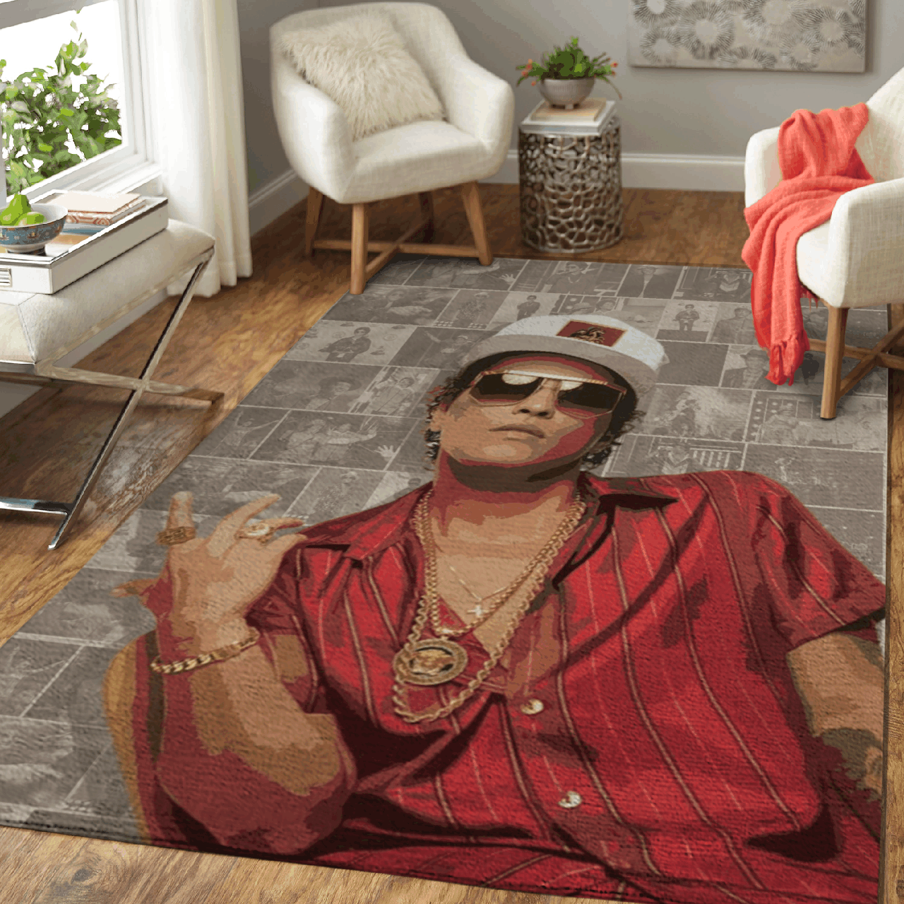 Bruno Mars Songs Singer And Songwriter Pop Art For Fans Area Rug