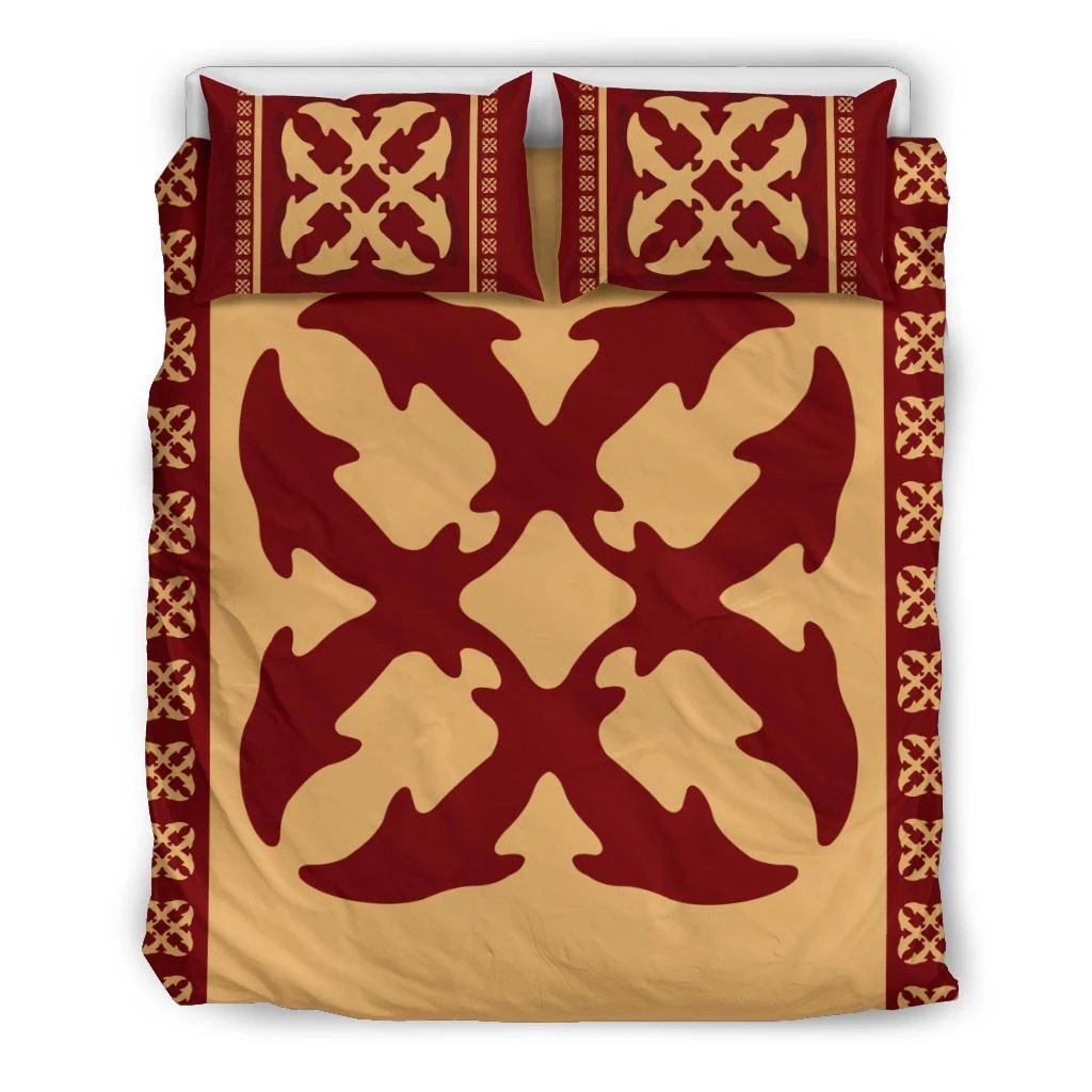 Hawaiian Quilt Pattern Dolphin Couple Polynesian  Bedding Set – Ah